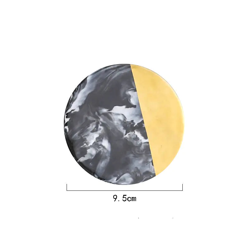 Nordic Minimalist Ceramic Coasters – Handcrafted Marble Design (4-Piece Set)