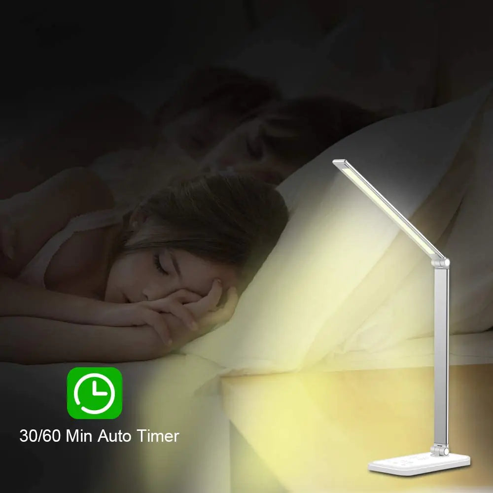 Ultra-Slim LED Desk Lamp with Wireless Phone Charger – 5 Light Modes + Touch Control