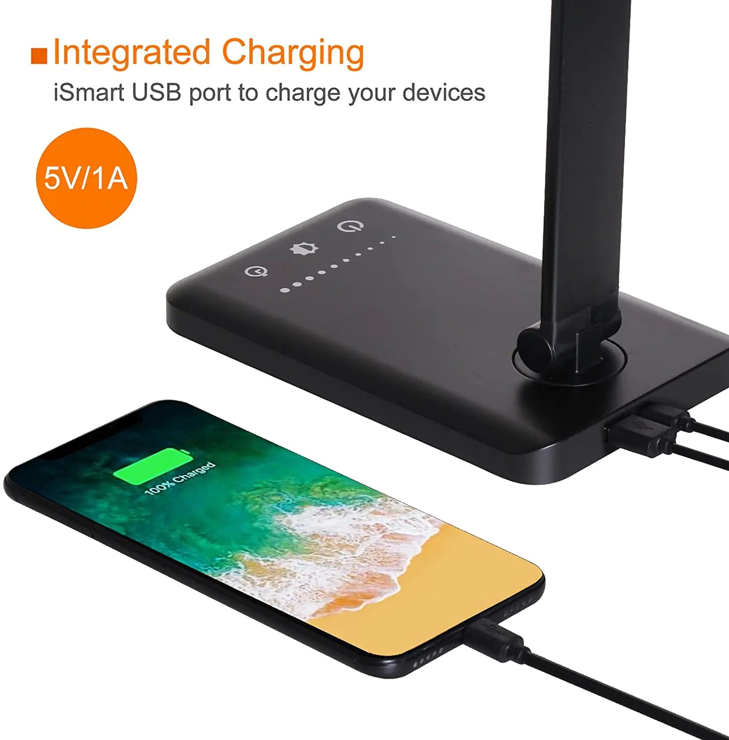 Ultra-Slim LED Desk Lamp with Wireless Phone Charger – 5 Light Modes + Touch Control