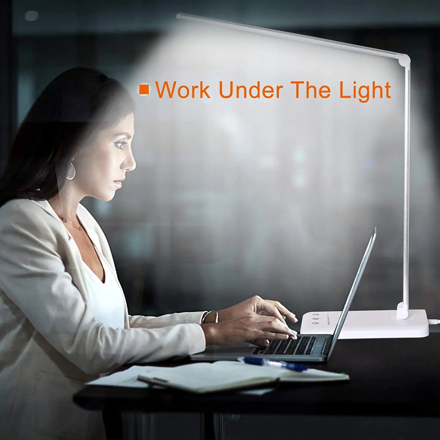 Ultra-Slim LED Desk Lamp with Wireless Phone Charger – 5 Light Modes + Touch Control