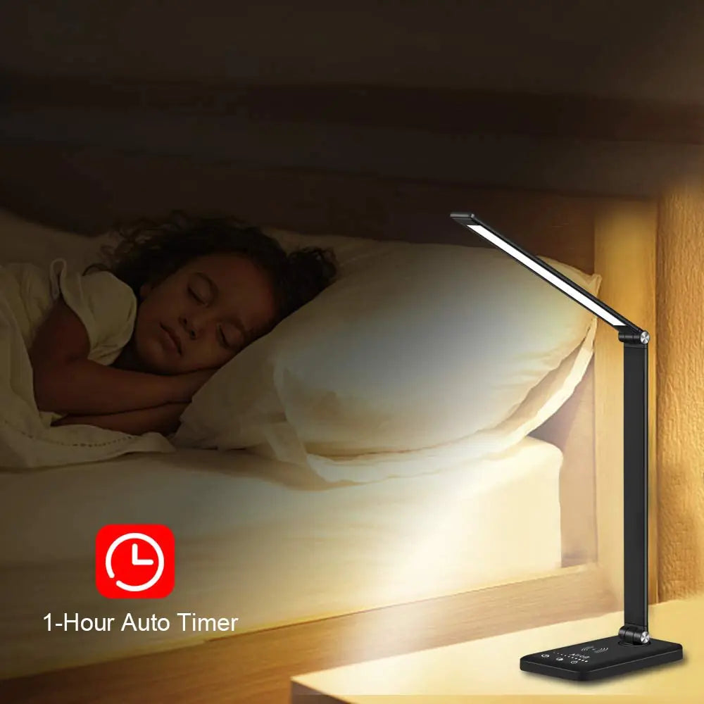 Ultra-Slim LED Desk Lamp with Wireless Phone Charger – 5 Light Modes + Touch Control
