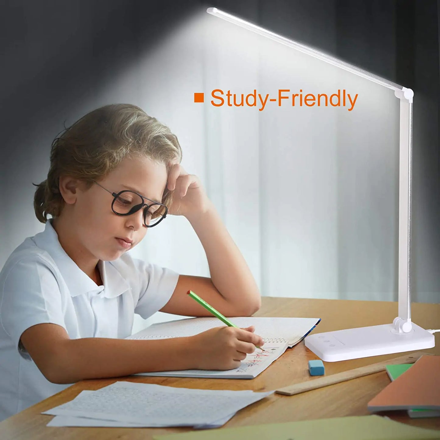 Ultra-Slim LED Desk Lamp with Wireless Phone Charger – 5 Light Modes + Touch Control